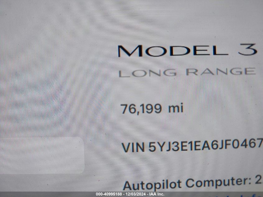 VIN 5YJ3E1EA6JF046747 2018 Tesla Model 3, Long Rang... no.15