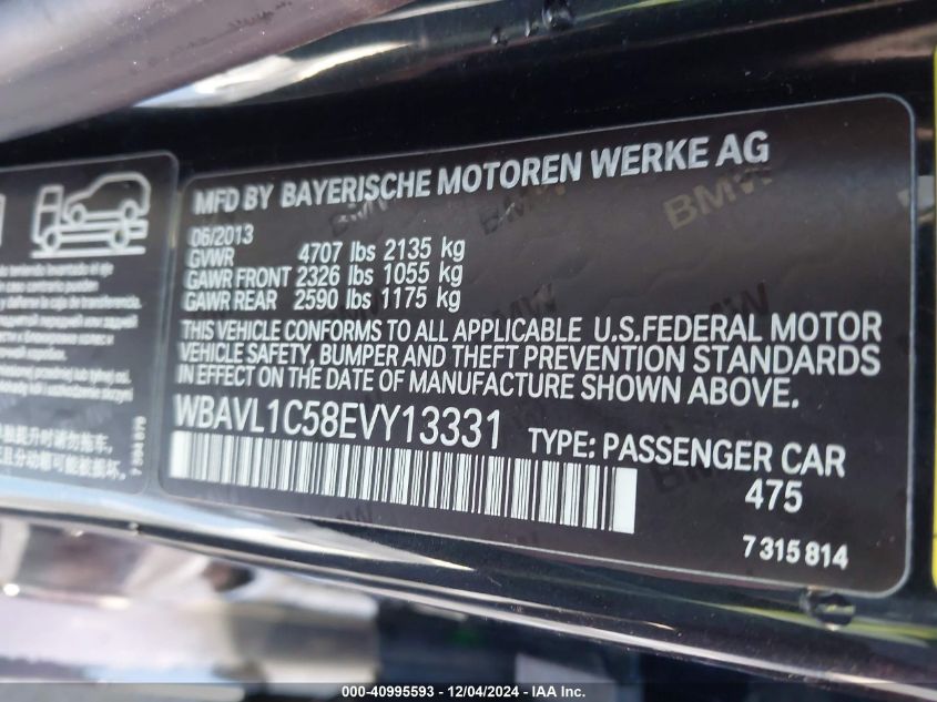 VIN WBAVL1C58EVY13331 2014 BMW X1 no.9