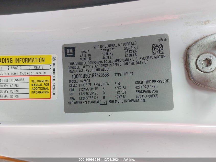 2016 CHEVROLET SILVERADO 2500HD WT - 1GC0CUEG1GZ420568