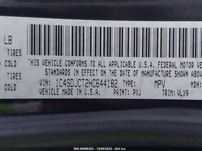 2017 DODGE DURANGO R/T - 1C4SDJCT2HC644182