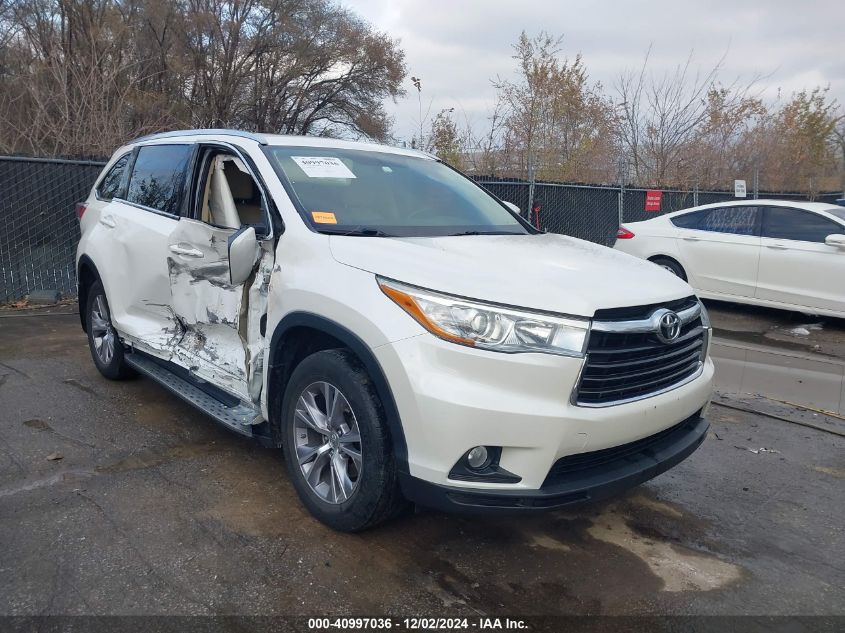 VIN 5TDKKRFH3FS109773 2015 Toyota Highlander, Xle V6 no.1