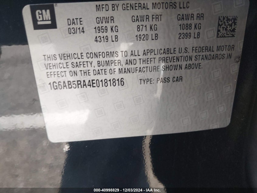 2014 CADILLAC ATS LUXURY - 1G6AB5RA4E0181816