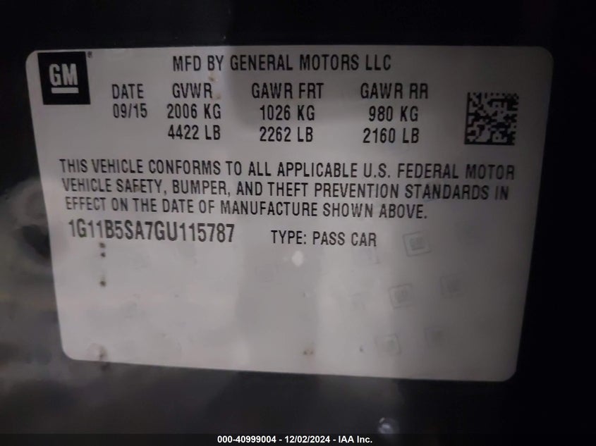 2016 CHEVROLET MALIBU LIMITED LS - 1G11B5SA7GU115787