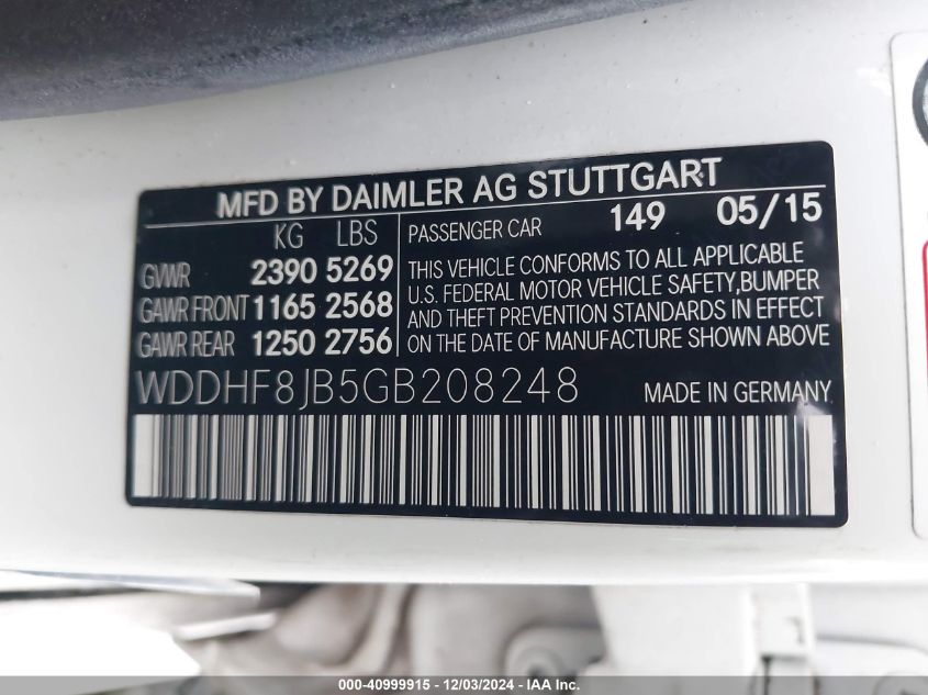 VIN WDDHF8JB5GB208248 2016 Mercedes-Benz E 350, 4Matic no.9