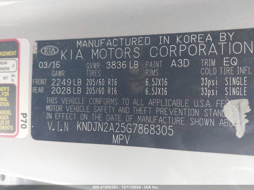 2016 KIA SOUL - KNDJN2A25G7868305