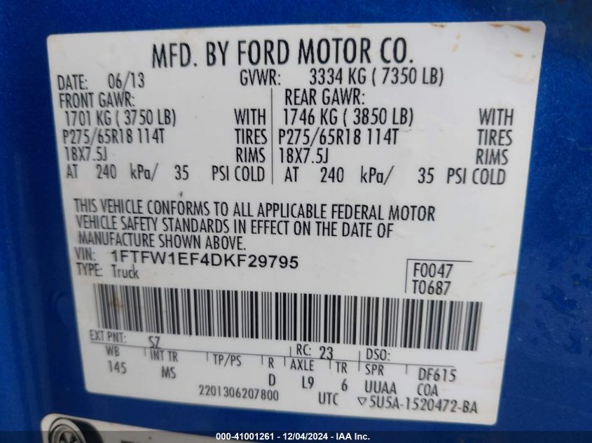 VIN 1FTFW1EF4DKF29795 2013 Ford F-150, Xlt no.9