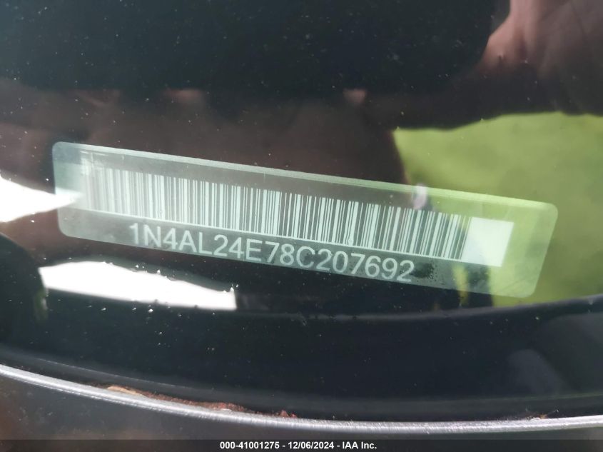 2008 Nissan Altima 2.5 S VIN: 1N4AL24E78C207692 Lot: 41001275