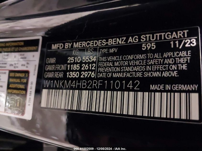 2024 Mercedes-Benz Glc 300 4Matic Suv VIN: W1NKM4HB2RF110142 Lot: 41002009