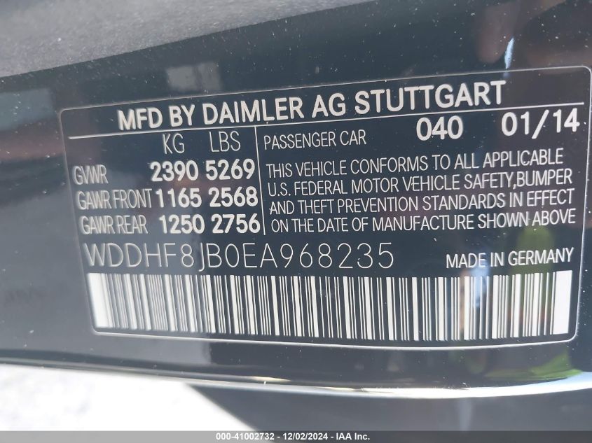 VIN WDDHF8JB0EA968235 2014 Mercedes-Benz E 350, 4Matic no.9