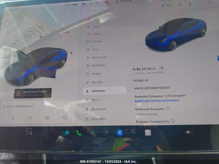 VIN 5YJ3E1EA6JF102363 2018 TESLA MODEL 3 no.7