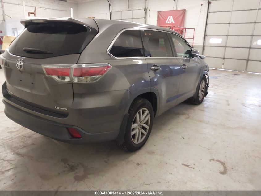 VIN 5TDBKRFHXFS200507 2015 Toyota Highlander, Le V6 no.4