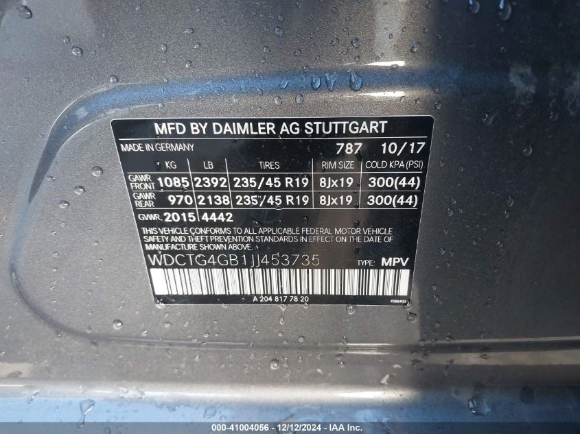 VIN WDCTG4GB1JJ453735 2018 Mercedes-Benz GLA 250, 4... no.9