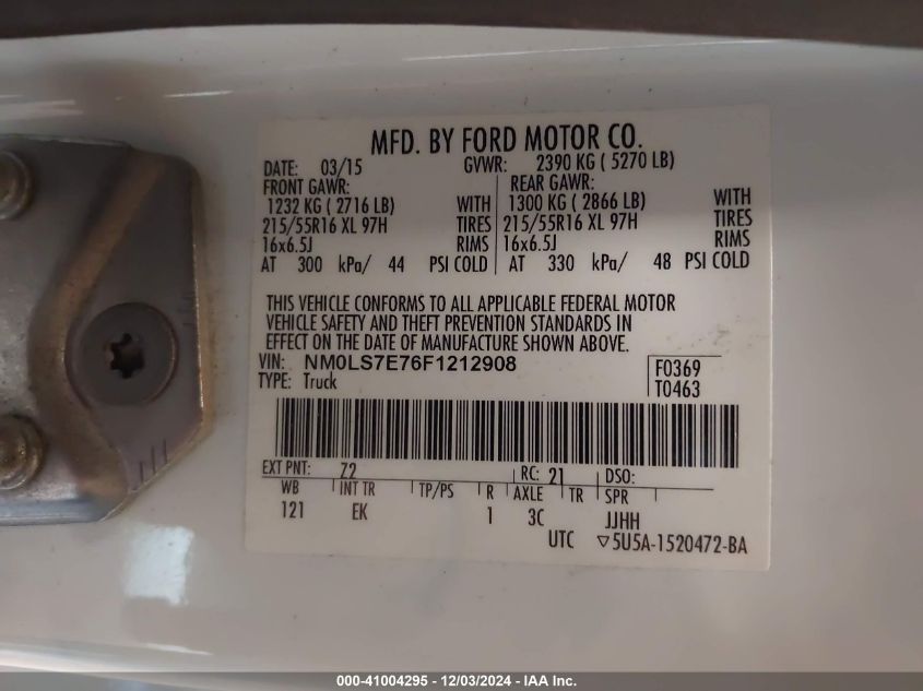 VIN NM0LS7E76F1212908 2015 FORD TRANSIT CONNECT no.9