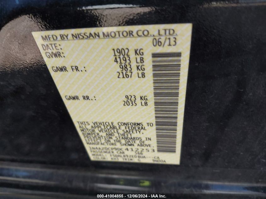 VIN 1N4AZ0CP9DC412253 2013 NISSAN LEAF no.9