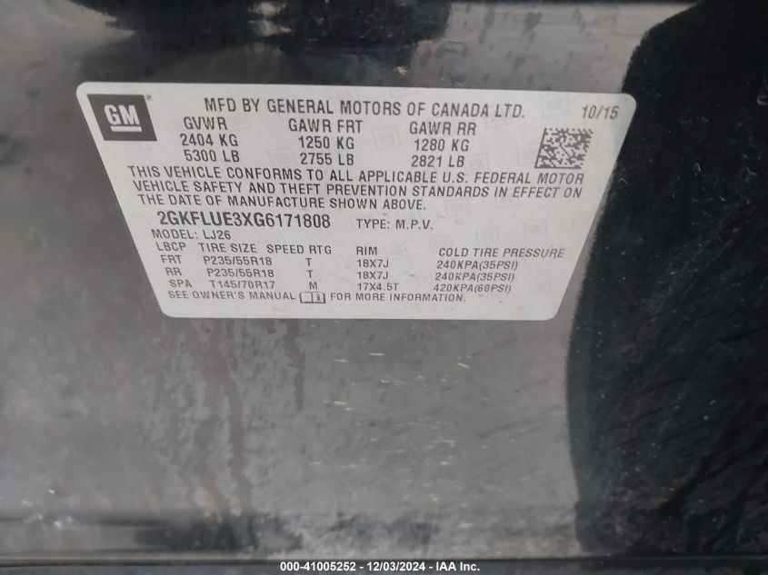 VIN 2GKFLUE3XG6171808 2016 GMC TERRAIN no.9