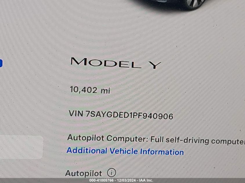 2023 TESLA MODEL Y RWD - 7SAYGDED1PF940906