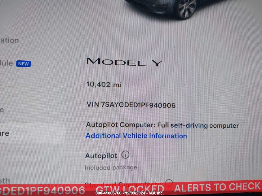 2023 TESLA MODEL Y RWD - 7SAYGDED1PF940906