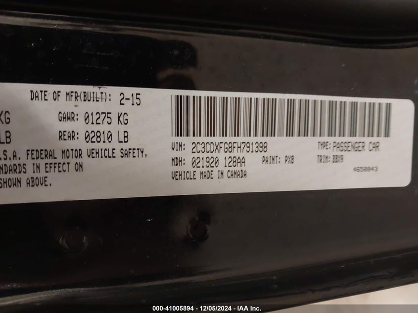 2015 DODGE CHARGER SE - 2C3CDXFG8FH791398