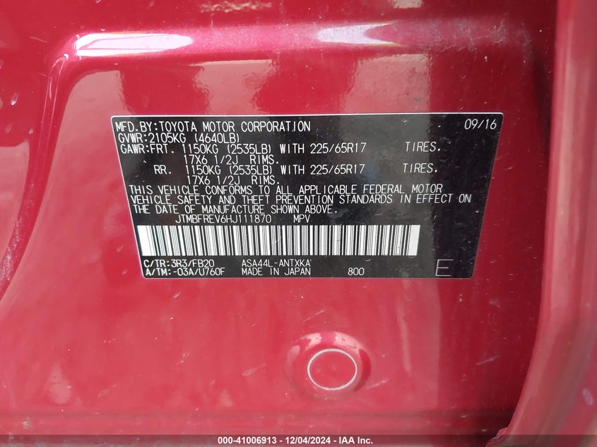 2017 TOYOTA RAV4 LE - JTMBFREV6HJ111870