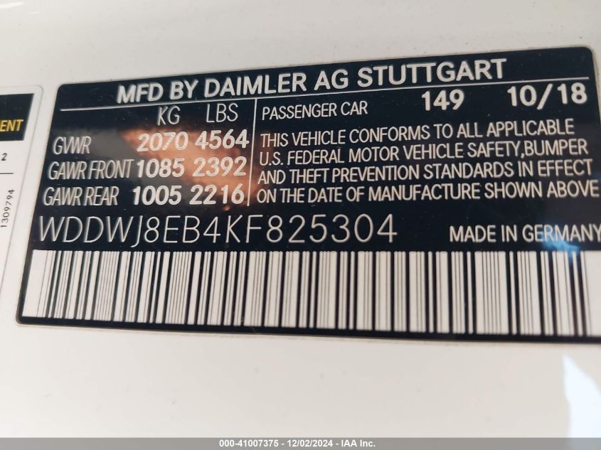 VIN WDDWJ8EB4KF825304 2019 Mercedes-Benz C 300, 4Matic no.9