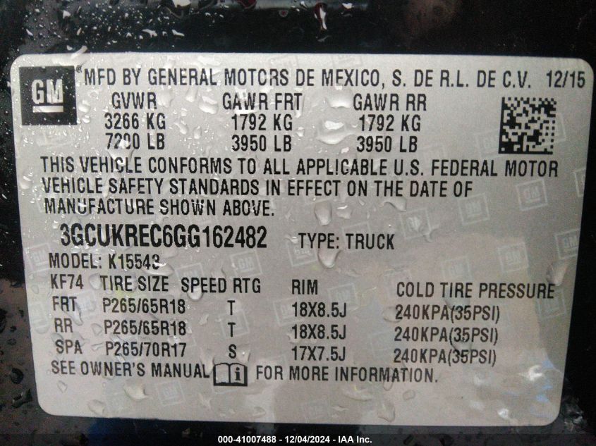 VIN 3GCUKREC6GG162482 2016 Chevrolet Silverado 1500... no.9