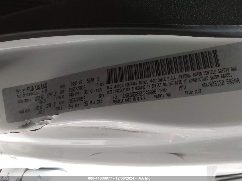 2016 JEEP WRANGLER UNLIMITED SAHARA - 1C4BJWEG5GL240006