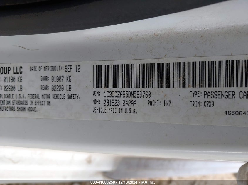 2013 DODGE AVENGER SE - 1C3CDZAB5DN563760