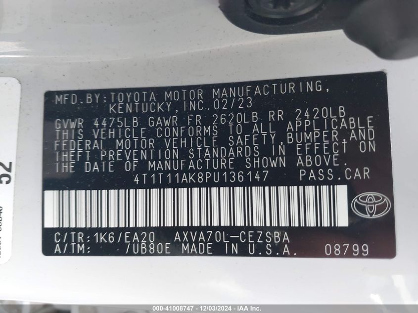 VIN 4T1T11AK8PU136147 2023 TOYOTA CAMRY no.9