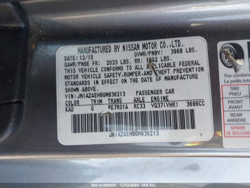 VIN JN1AZ4EH8GM936213 2016 NISSAN 370Z no.9