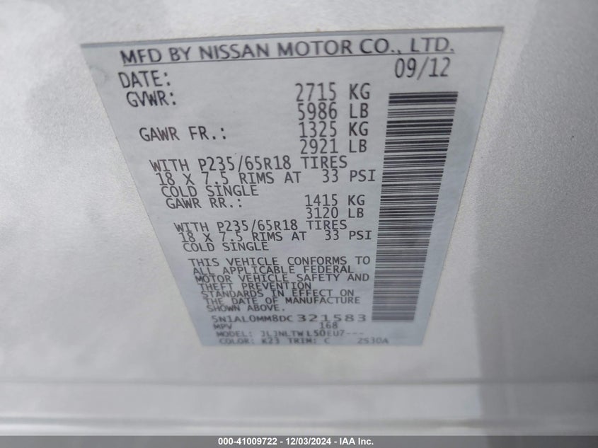 2013 INFINITI JX35 - 5N1AL0MM8DC321583