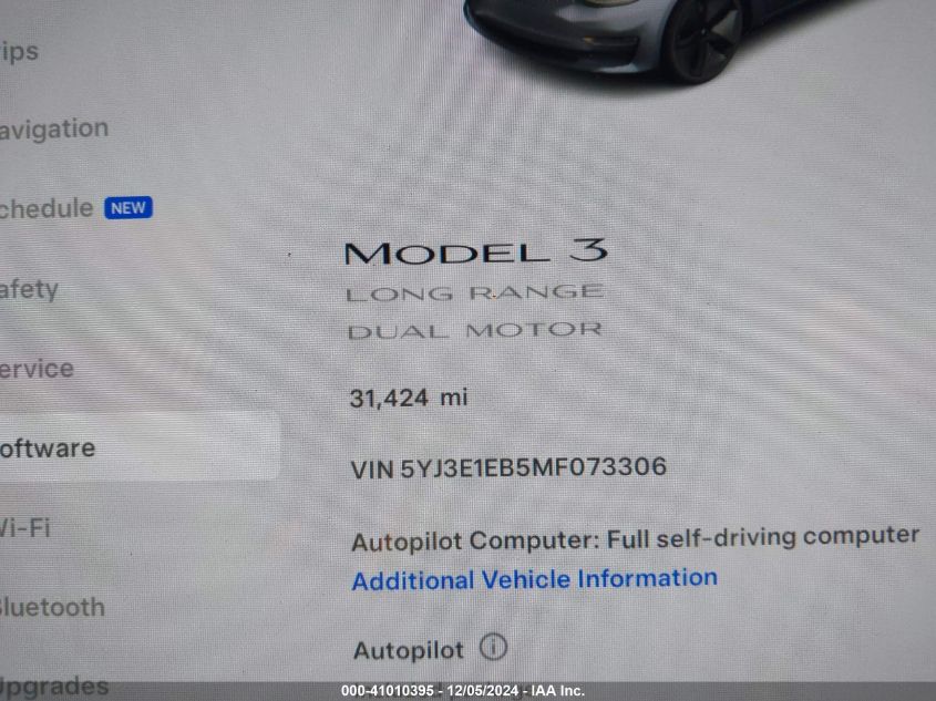 VIN 5YJ3E1EB5MF073306 2021 Tesla Model 3, Long Rang... no.7