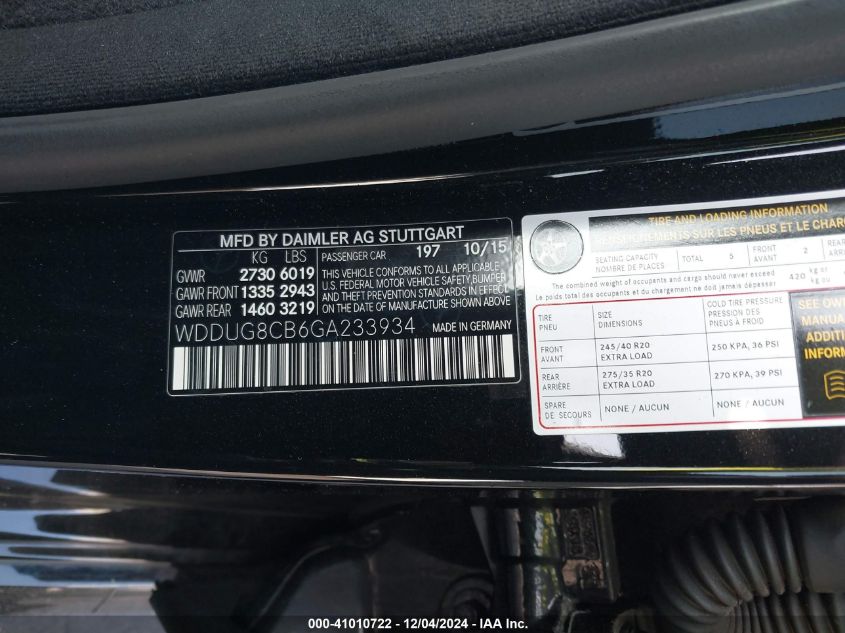 VIN WDDUG8CB6GA233934 2016 Mercedes-Benz S 550 no.9