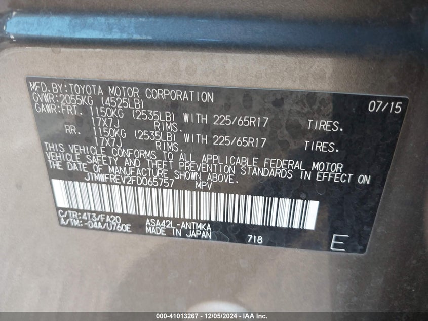 2015 TOYOTA RAV4 XLE - JTMWFREV2FD065757