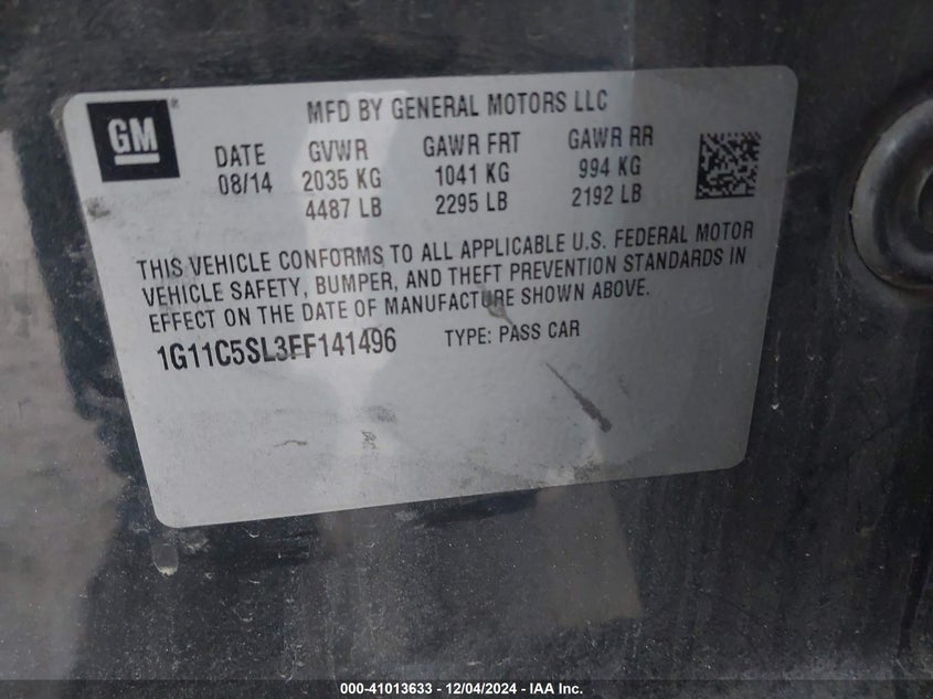 2015 CHEVROLET MALIBU 1LT - 1G11C5SL3FF141496