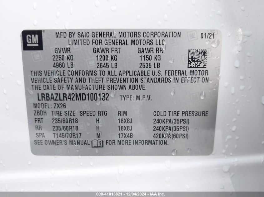 VIN LRBAZLR42MD100132 2021 Buick Envision, Fwd Pref... no.9