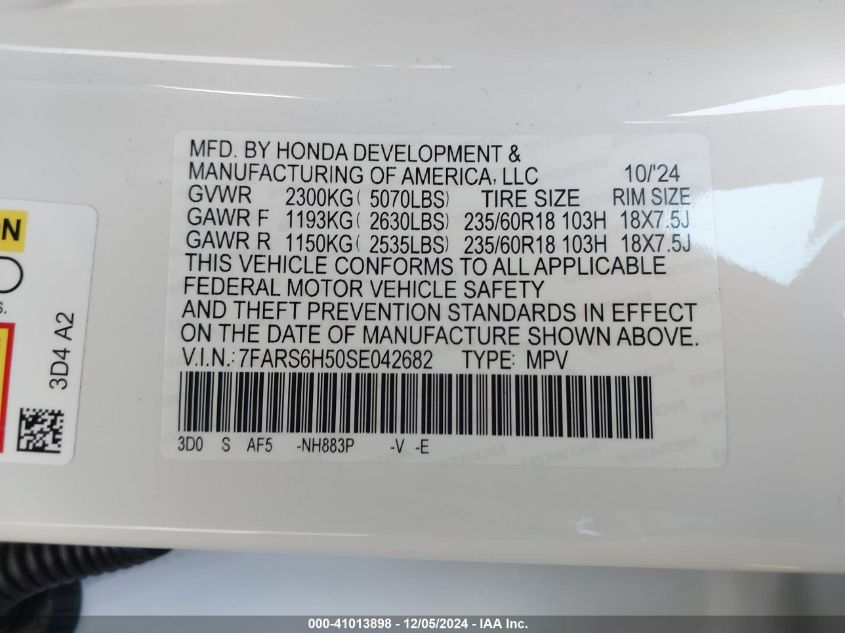 VIN 7FARS6H50SE042682 2025 Honda CR-V, Hybrid Sport no.9