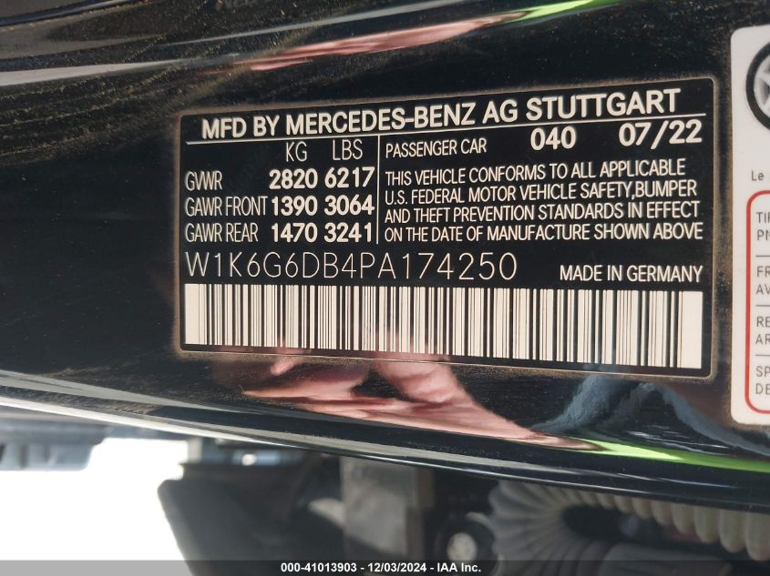 VIN W1K6G6DB4PA174250 2023 Mercedes-Benz S 500, 4Matic no.9