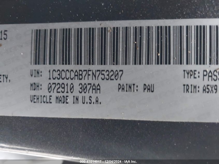 VIN 1C3CCCAB7FN753207 2015 Chrysler 200, Limited no.9