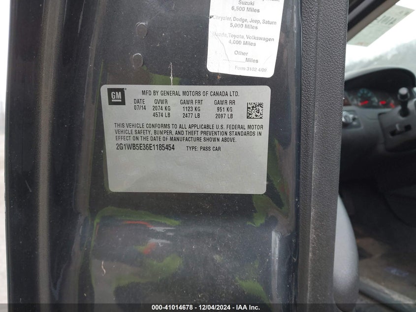 2014 CHEVROLET IMPALA LIMITED LT - 2G1WB5E36E1185454
