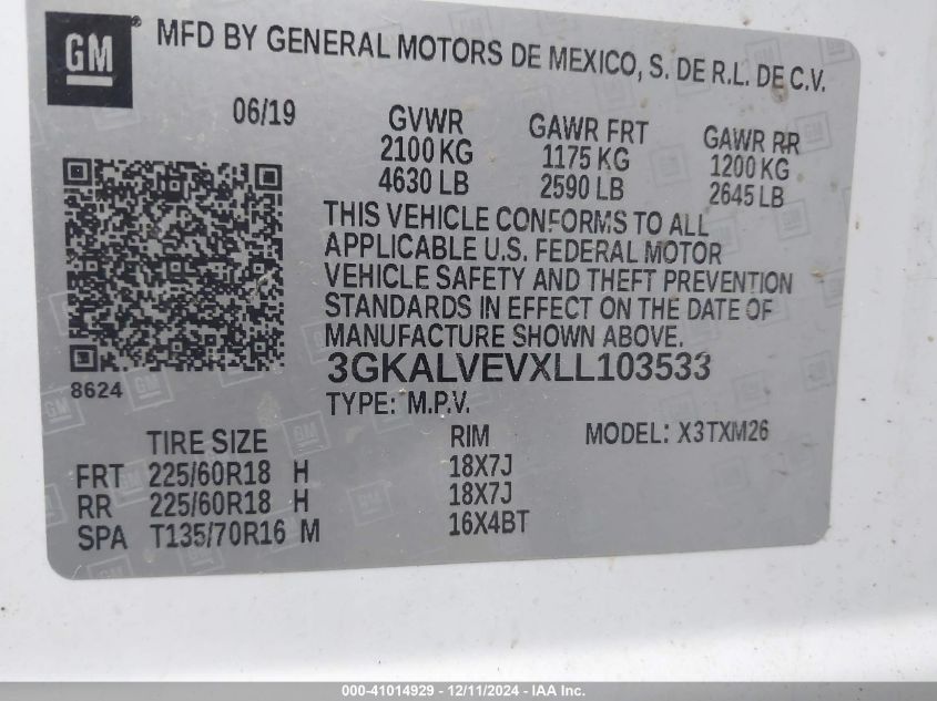 VIN 3GKALVEVXLL103533 2020 GMC TERRAIN no.9