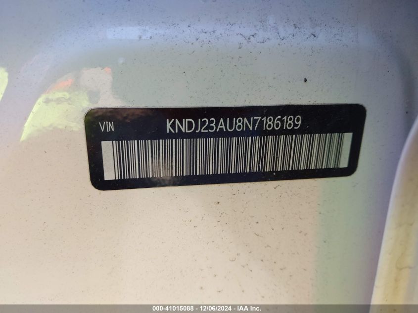 2022 Kia Soul Lx VIN: KNDJ23AU8N7186189 Lot: 41015088