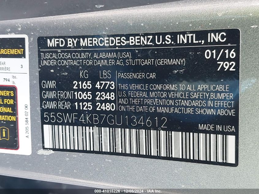 VIN 55SWF4KB7GU134612 2016 Mercedes-Benz C 300, 4Ma... no.9