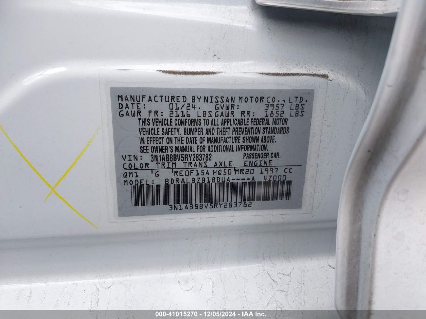 VIN 3N1AB8BV5RY283782 2024 NISSAN SENTRA no.9