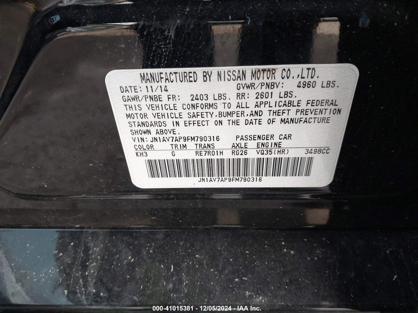 2015 INFINITI Q50 HYBRID PREMIUM - JN1AV7AP9FM790316