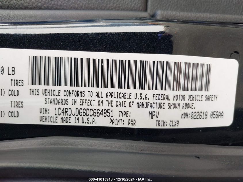 VIN 1C4RDJDG6DC664851 2013 Dodge Durango, Crew no.9