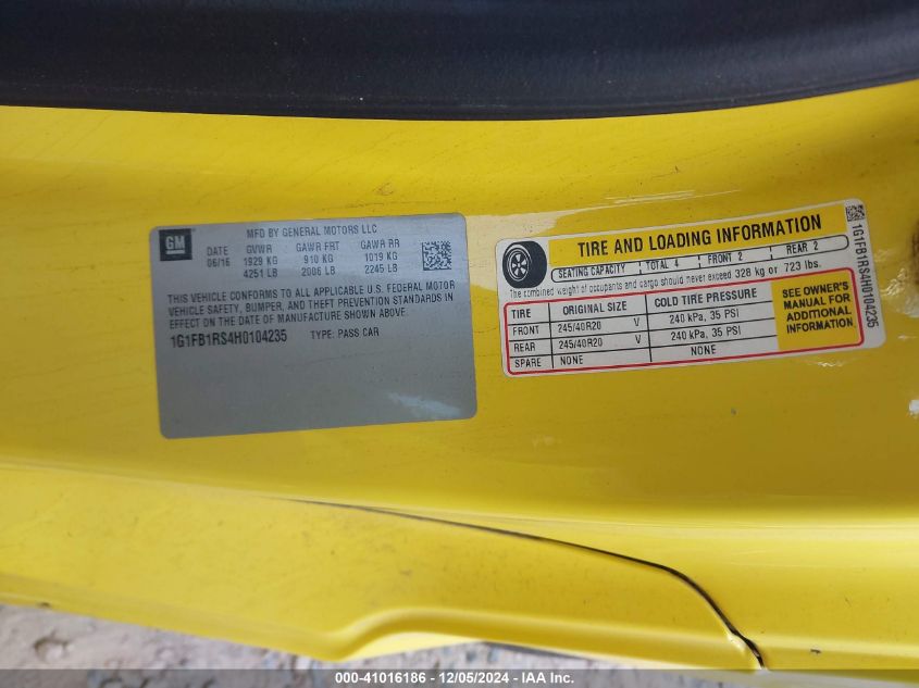 2017 CHEVROLET CAMARO 1LT - 1G1FB1RS4H0104235