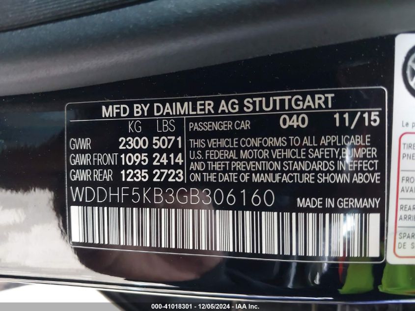 VIN WDDHF5KB3GB306160 2016 MERCEDES-BENZ E 350 no.9