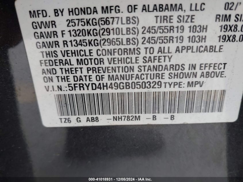 VIN 5FRYD4H49GB050329 2016 Acura MDX, Technology... no.9