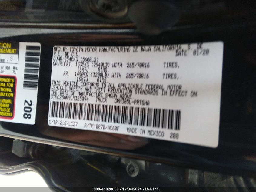 2020 TOYOTA TACOMA TRD OFF-ROAD - 3TMCZ5AN9LM325094