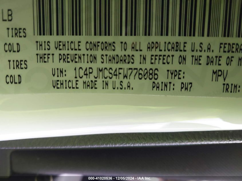 VIN 1C4PJMCS4FW776086 2015 JEEP CHEROKEE no.9